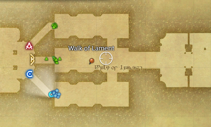 Map of the three-path section in Labyrinth of the Ancients