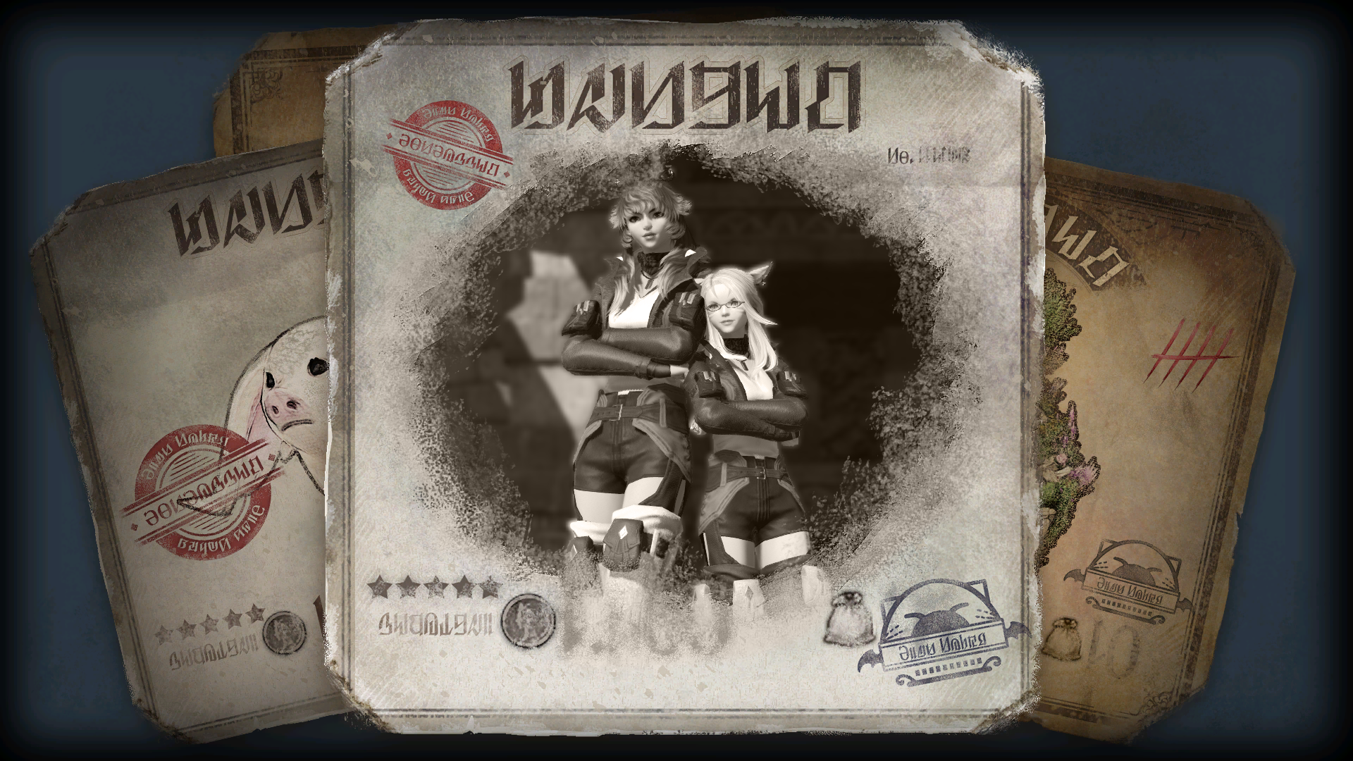 Aikirees and I on an old western-stylized wanted poster.