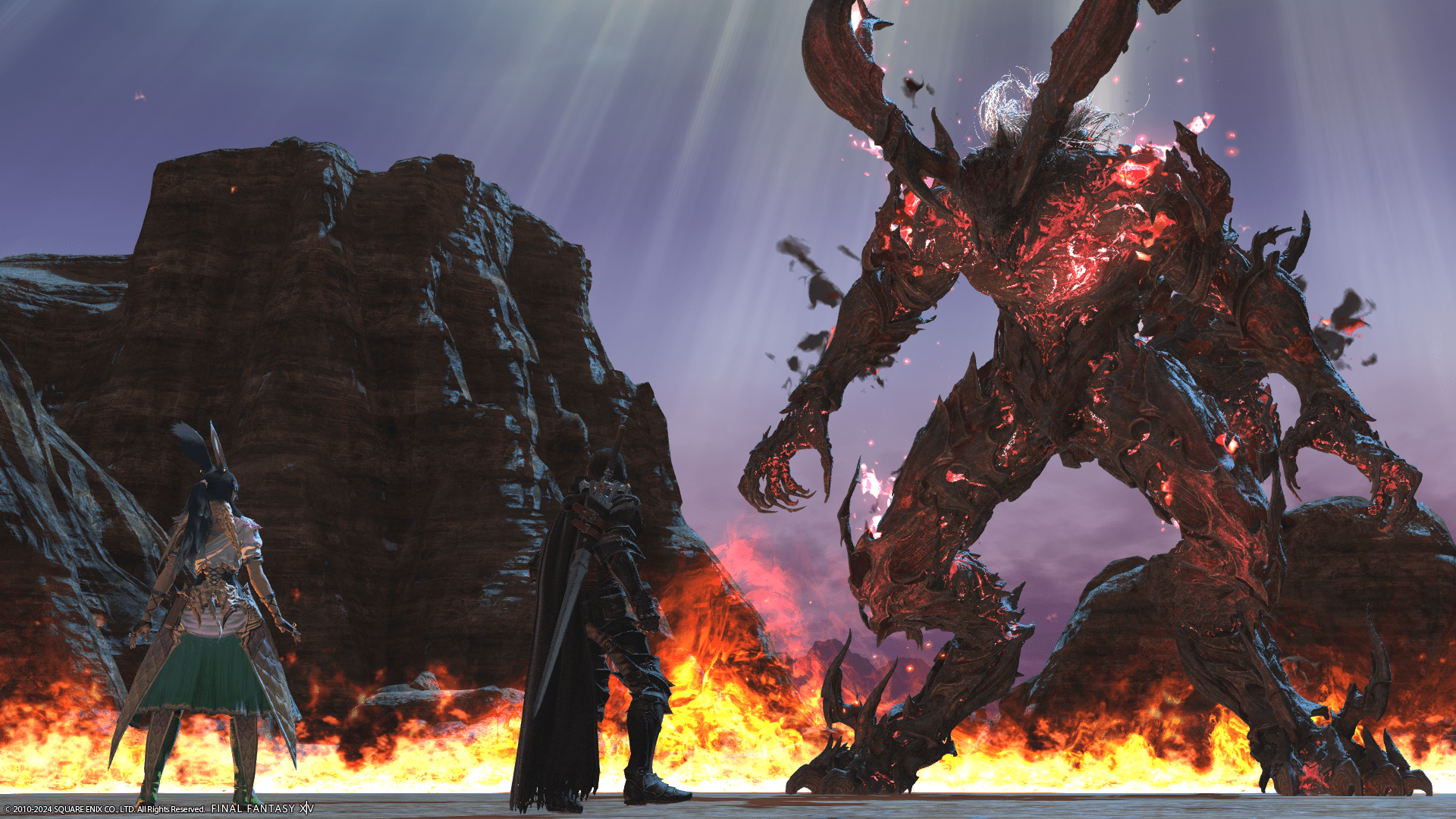 Clive and I staring down a colossal version of Ifrit.