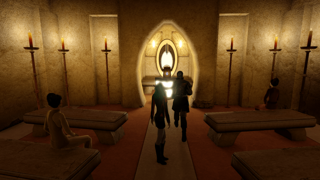 Captain Cellestia back on Prime Bajor in the Altar Room.