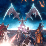 A group of us staring down Bahamut Prime.