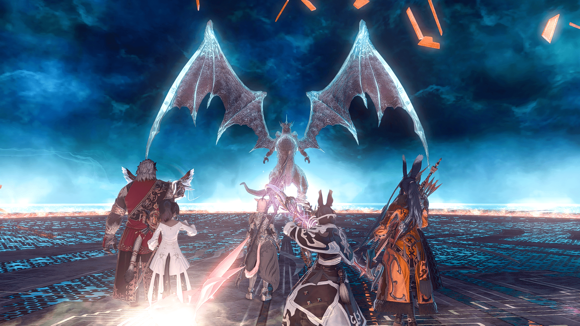 A group of us staring down Bahamut Prime.