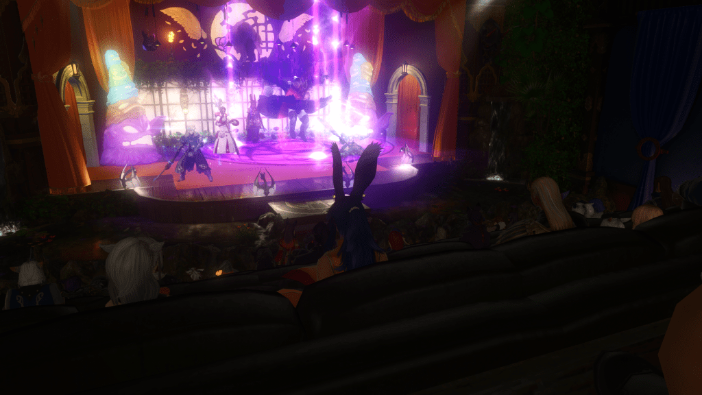 Dancers on stage for Esprit's Halloween Event showing off particle effects for a performance.