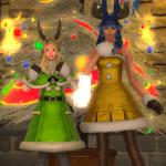 Aikirees and I in very festive attire in front of a Starlight Tree for a fashion report.