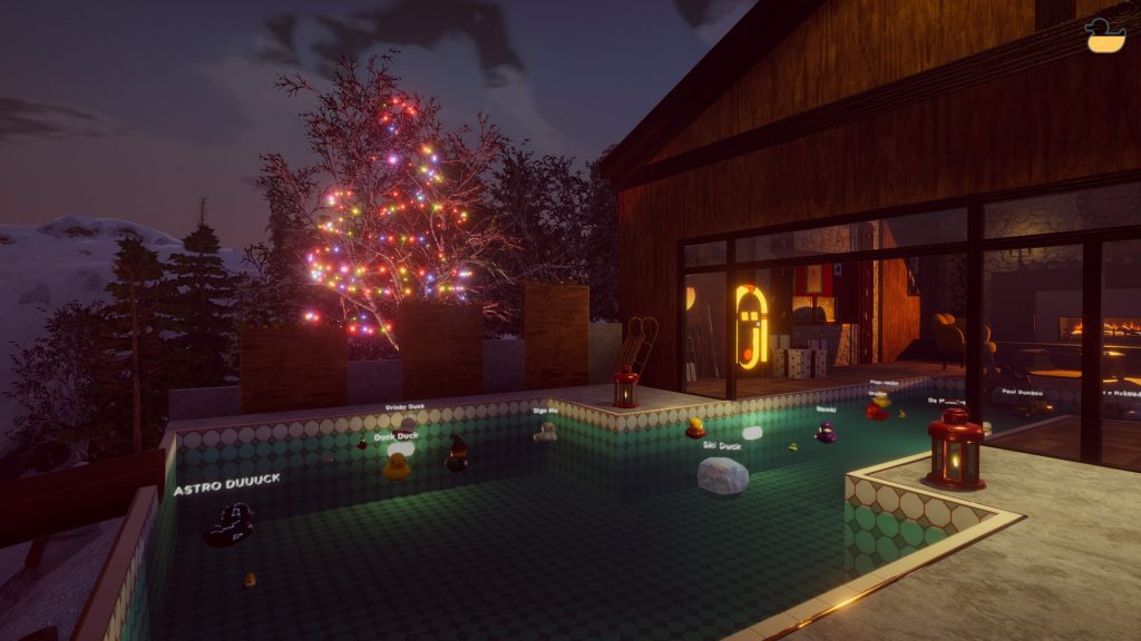 Scene from Placid Plastic Duck Simulator's Holiday Event.