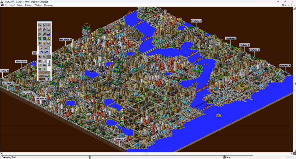 Screenshot from SimCity 2000 Special Edition with a full city map.