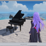 Screenshot from Neverness to Everness showing a grand piano on a beach.