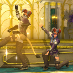 Aikirees and I wearing jester caps in scale mail being silly.