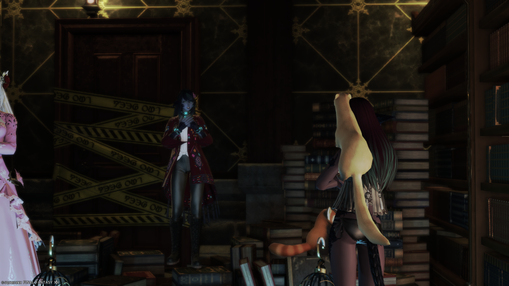 Laureine being confronted by Lizicus by surprise.