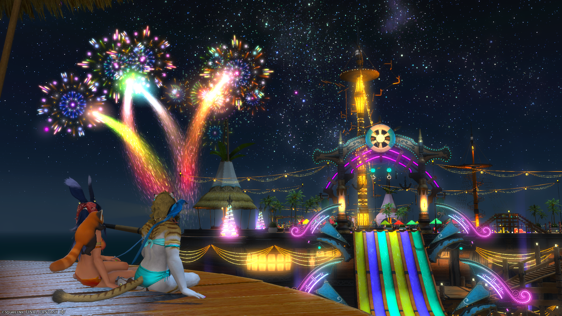 Aikirees and I enjoying the Moonfire Faire 2026's fireworks.
