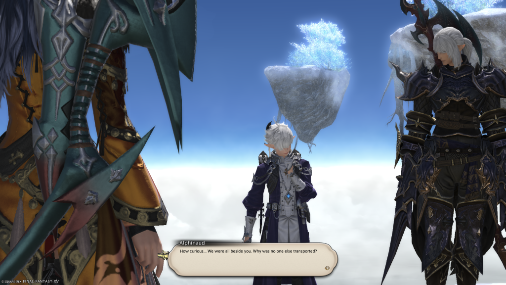 Alphinaud inquiring as to why only him and Estinien came along only.